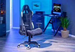 Drehstuhl Gaming White | Schwarz/ Absetzung weiß