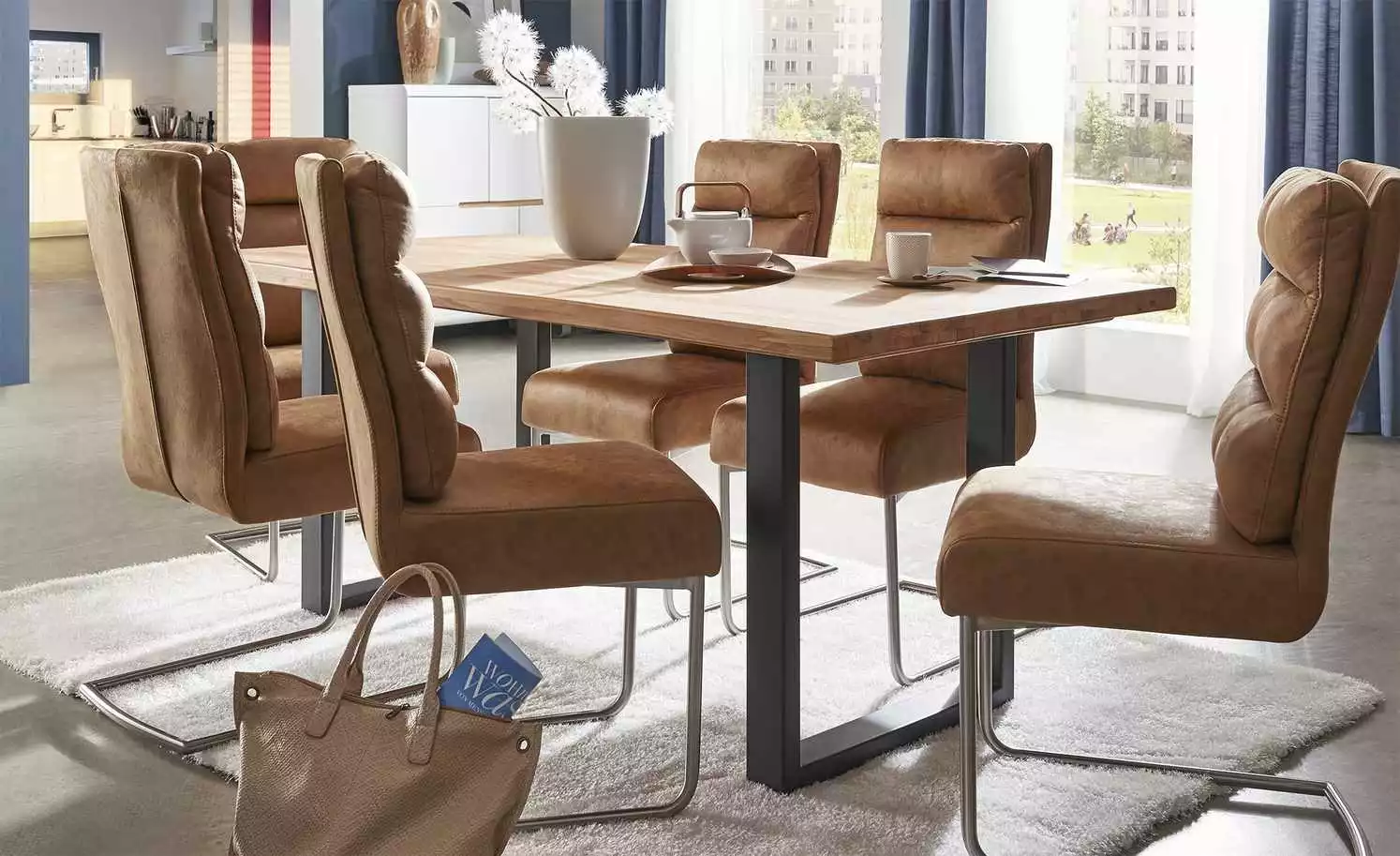 Schwingstuhl Tamme | Cognac-Braun silberfarben 6 Schwingstuhl Tamme | Cognac-Braun silberfarben – Bild 4