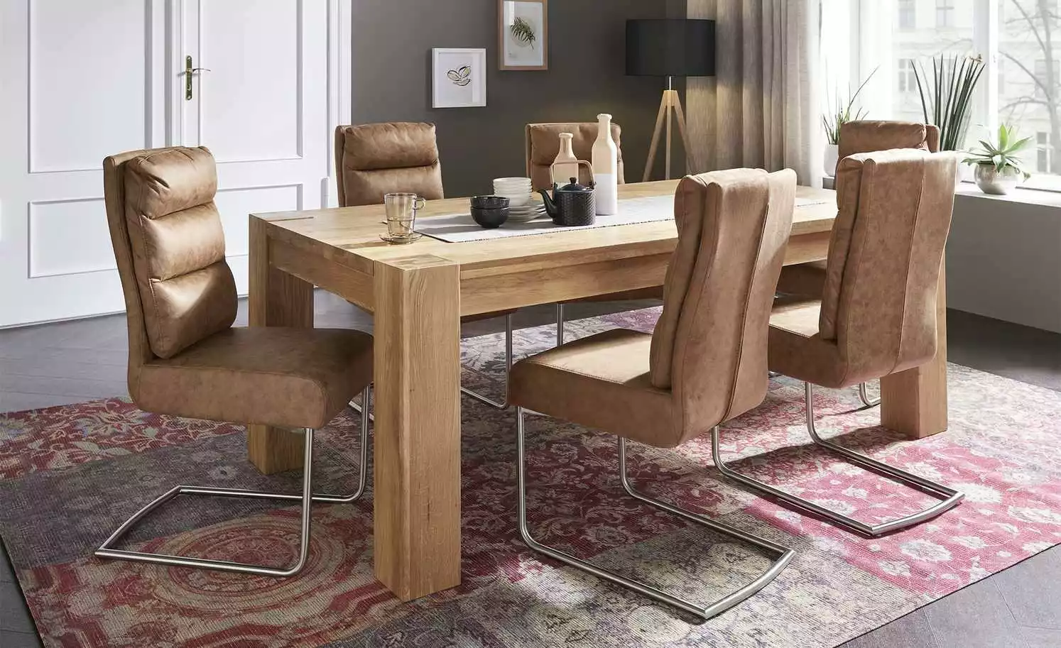 Schwingstuhl Tamme | Cognac-Braun silberfarben 5 Schwingstuhl Tamme | Cognac-Braun silberfarben – Bild 3