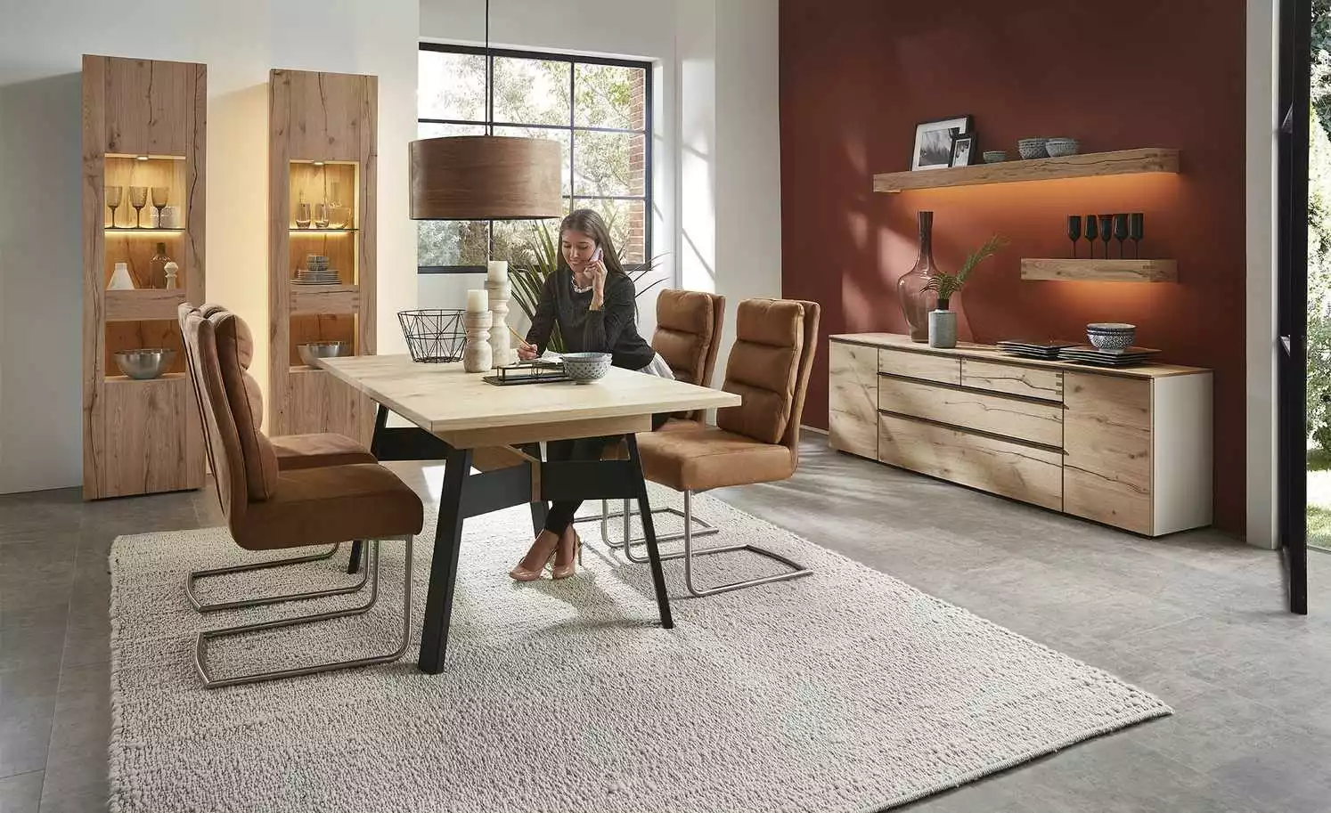 Schwingstuhl Tamme | Cognac-Braun silberfarben 4 Schwingstuhl Tamme | Cognac-Braun silberfarben – Bild 2