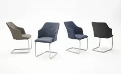 Polsterstuhl Dita | Anthrazit Freischwinger rund hohe Armlehne