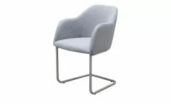 Woodford Polsterstuhl mit Armlehne Vilo | Silbergrau Freischwinger – Edelstahl