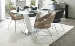 uno Kufenstuhl Lena | Taupe Edelstahl