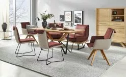 KOINOR Armlehnstuhl Leder Schwof | Chilli (Rot) / Beige Ja