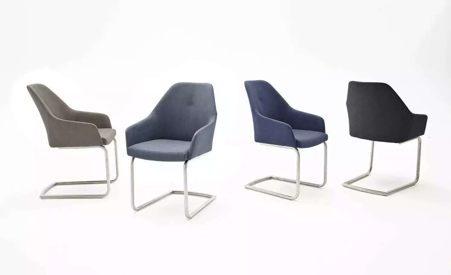 Polsterstuhl Dita | Graublau Freischwinger rund niedrige Armlehne 3 Polsterstuhl Dita | Graublau Freischwinger rund niedrige Armlehne