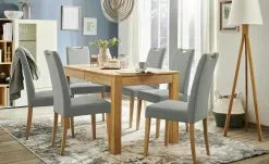 Woodford Polsterstuhl mit Griff Gabi 4 | Shark Skin (Hellgrau) Eiche Bianco