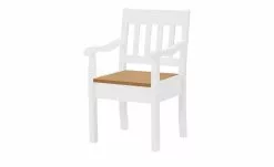 maison bleue Holzstuhl mit Armlehne Bendix | Weiß / laugenfarbig