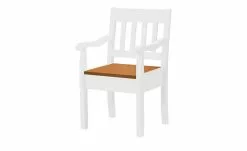 maison bleue Holzstuhl mit Armlehne Bendix | Weiß / bernsteinfarbig