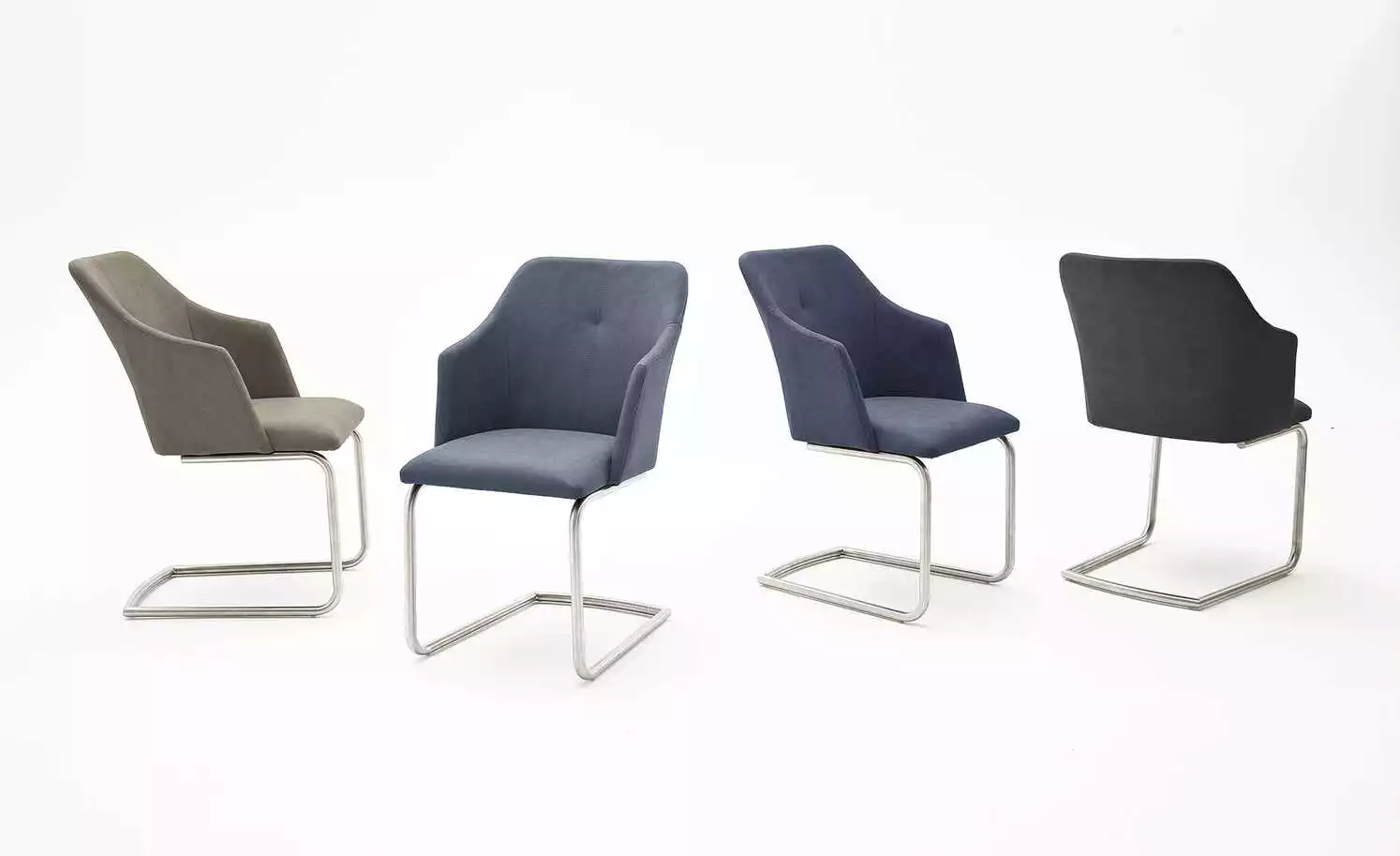 Polsterstuhl Dita | Graublau Freischwinger rund hohe Armlehne 3 Polsterstuhl Dita | Graublau Freischwinger rund hohe Armlehne