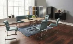 JOOP! Leder-Kufenstuhl Cubic | Aqua (Blau) Ja