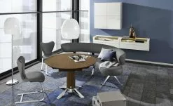 JOOP! Leder Dinner-Stuhl Lounge | Teer (Anthrazit) 4-Fußstuhl