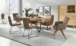 KOINOR Armlehnstuhl Leder Schwof | Chai (Hellbraun) / Dunkelbraun Ja