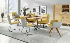 KOINOR Armlehnstuhl Leder Schwof | Safran (Gelb) / Hellgrau Ja