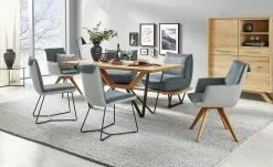 KOINOR Armlehnstuhl Leder Schwof | Mare (Blau) / Hellgrau Ja