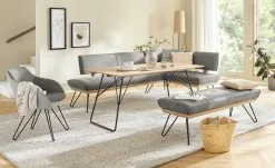 KOINOR Armlehnstuhl Dining System 4 | Asphalt (Hellgrau) / Hellgrau / Kontrastnaht Schwarz