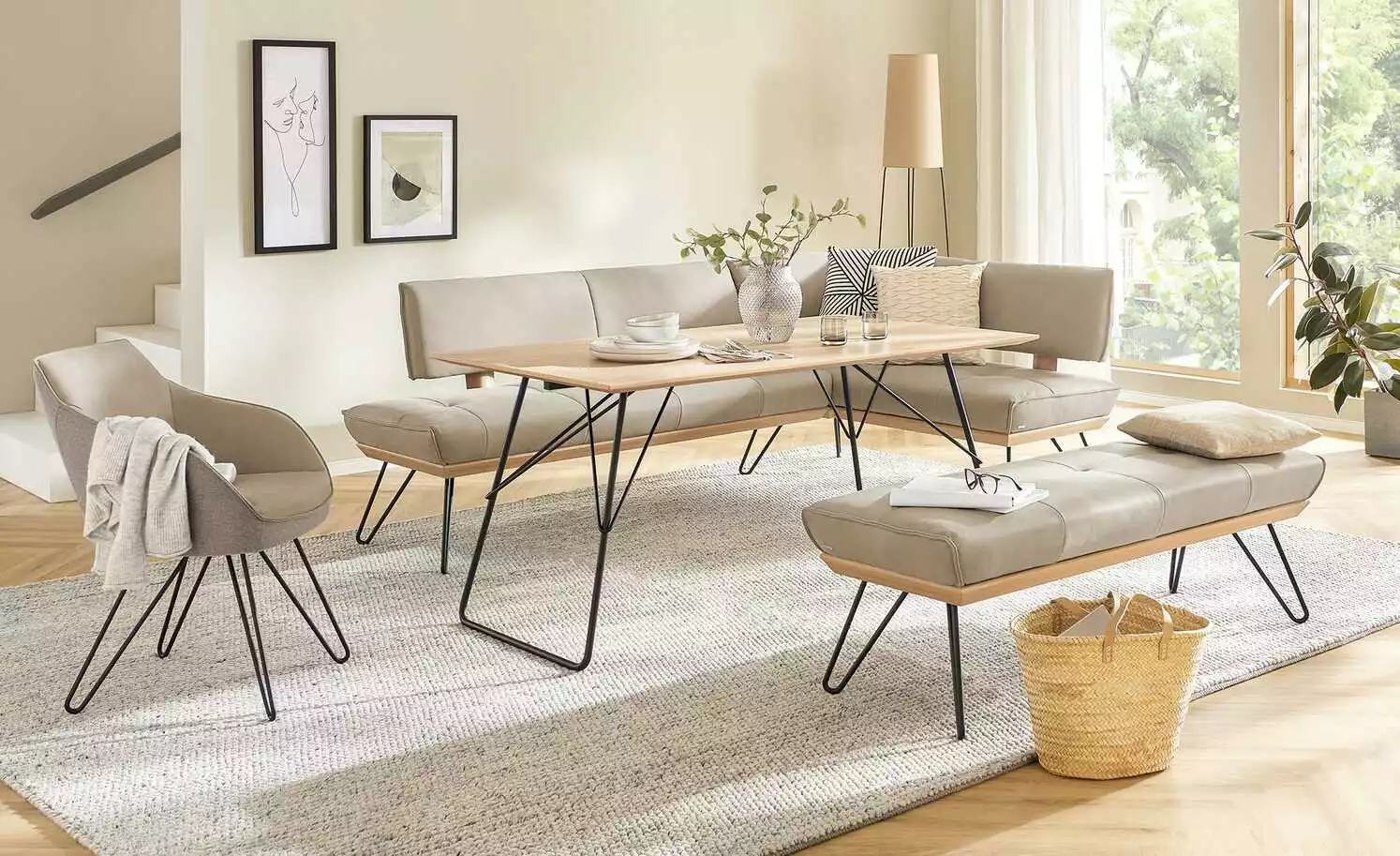 KOINOR Armlehnstuhl Dining System 4 | Jade (Beige) / Braun / Kontrastnaht Dunkelbraun 3 KOINOR Armlehnstuhl Dining System 4 | Jade (Beige) / Braun / Kontrastnaht Dunkelbraun