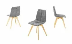 Woodford Polsterstuhl, 2er-Set Marven | Grau Buche natur