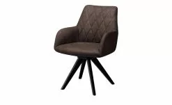 Woodford Polsterstuhl mit Armlehne Bristol | Braun (Dunkelbraun) Schwarz Ja