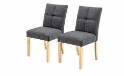 Woodford 2er Set Polsterstuhl Mako | Webstoff grob Anthrazit Buche natur