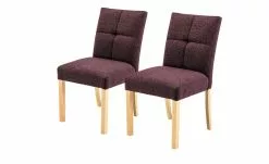 Woodford 2er Set Polsterstuhl Mako | Webstoff grob Bordeaux Buche natur