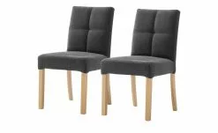 Woodford 2er Set Polsterstuhl Mako | Webstoff fein Anthrazit Buche natur