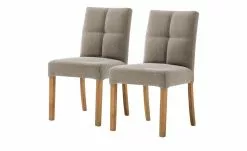 Woodford 2er Set Polsterstuhl Mako | Webstoff fein Cappuccino (Braun) Eiche geölt