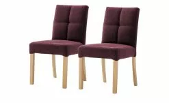 Woodford 2er Set Polsterstuhl Mako | Webstoff fein Bordeaux Buche natur