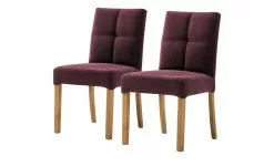 Woodford 2er Set Polsterstuhl Mako | Webstoff fein Bordeaux Eiche geölt