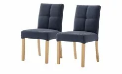 Woodford 2er Set Polsterstuhl Mako | Webstoff fein Nachtblau Buche natur