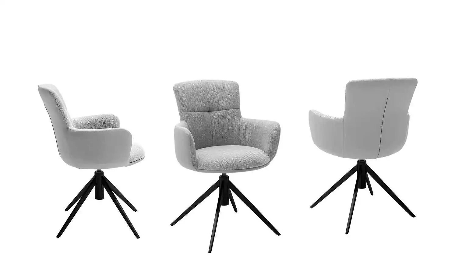 Polsterstuhl drehbar Curo | Grau Schwarz 3 Polsterstuhl drehbar Curo | Grau Schwarz