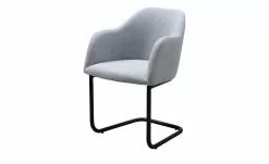 Woodford Polsterstuhl mit Armlehne Vilo | Silbergrau Freischwinger – Schwarz